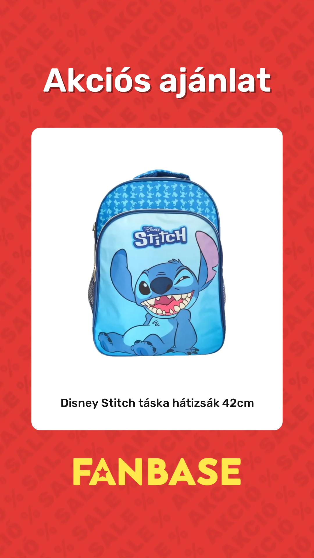 Akciós ajánlat: Disney Stitch táska hátizsák 42cm