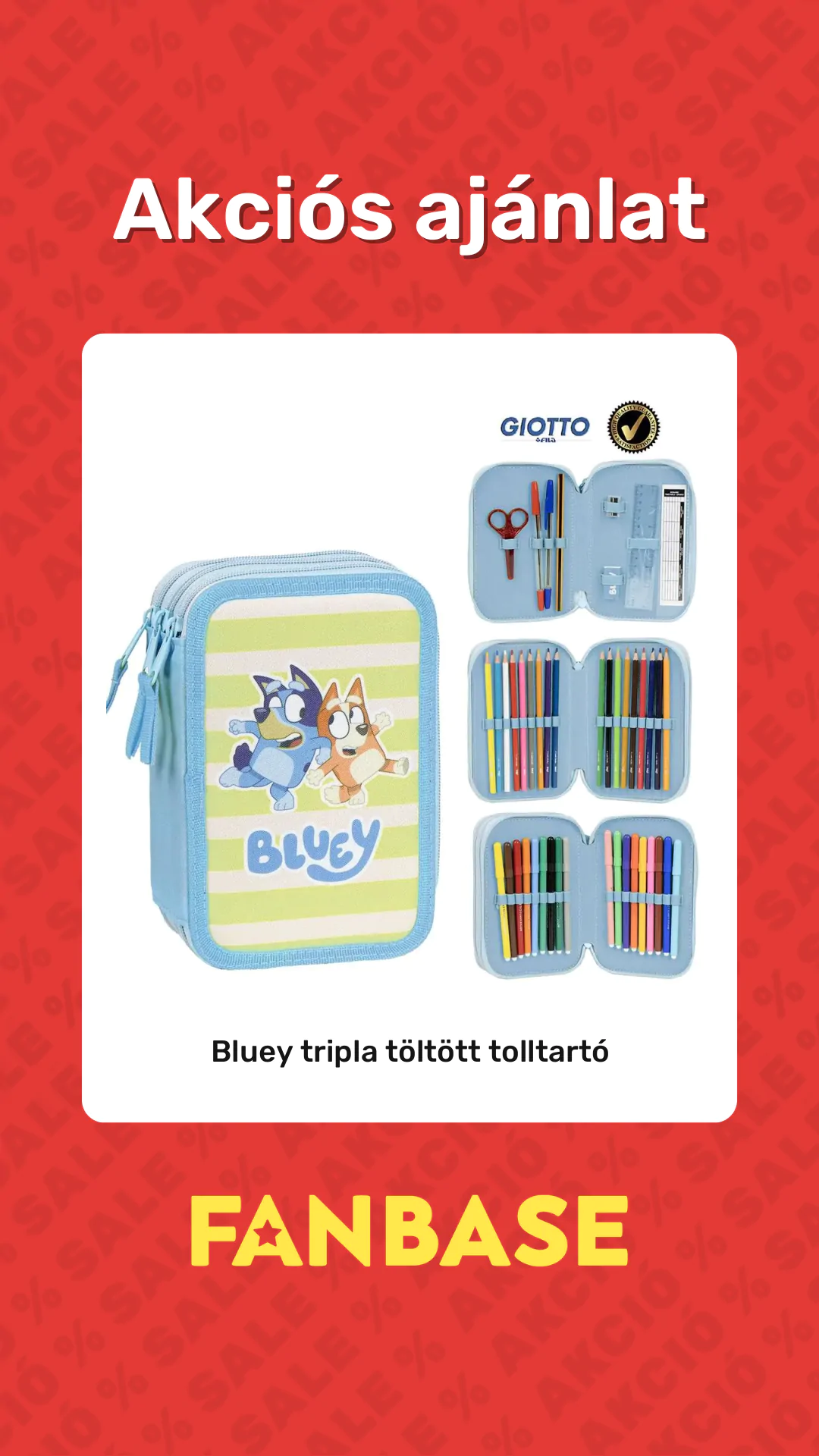 Akciós ajánlat: Bluey tripla töltött tolltartó
