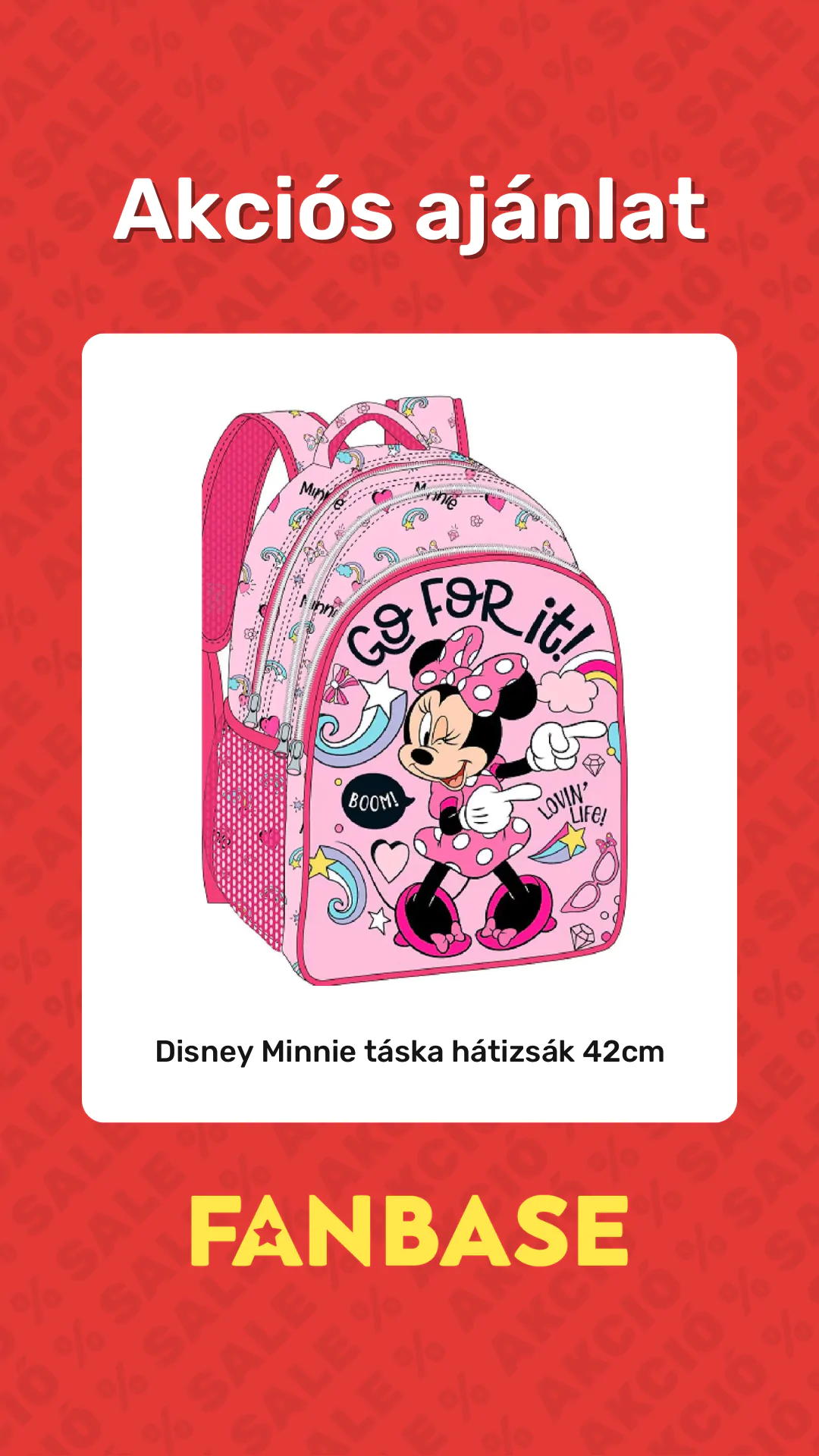 Akciós ajánlat: Disney Minnie táska hátizsák 42cm