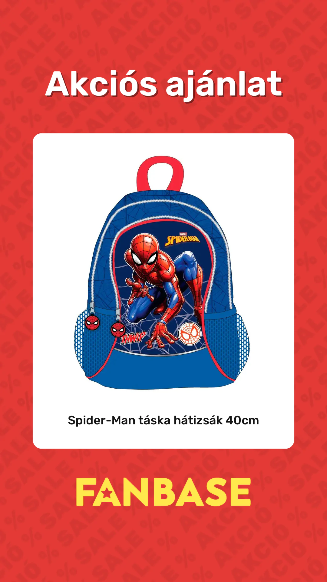 Akciós ajánlat: Spider-Man táska hátizsák 40cm