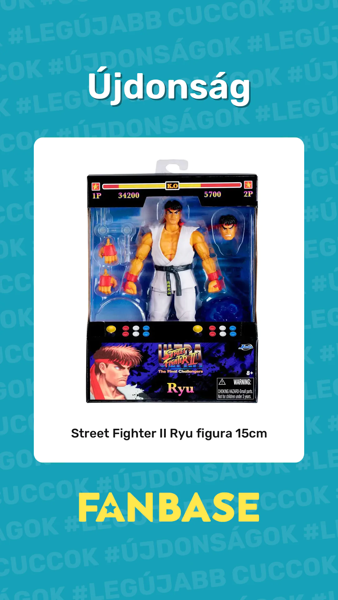 Újdonság: Street Fighter II Ryu figura 15cm