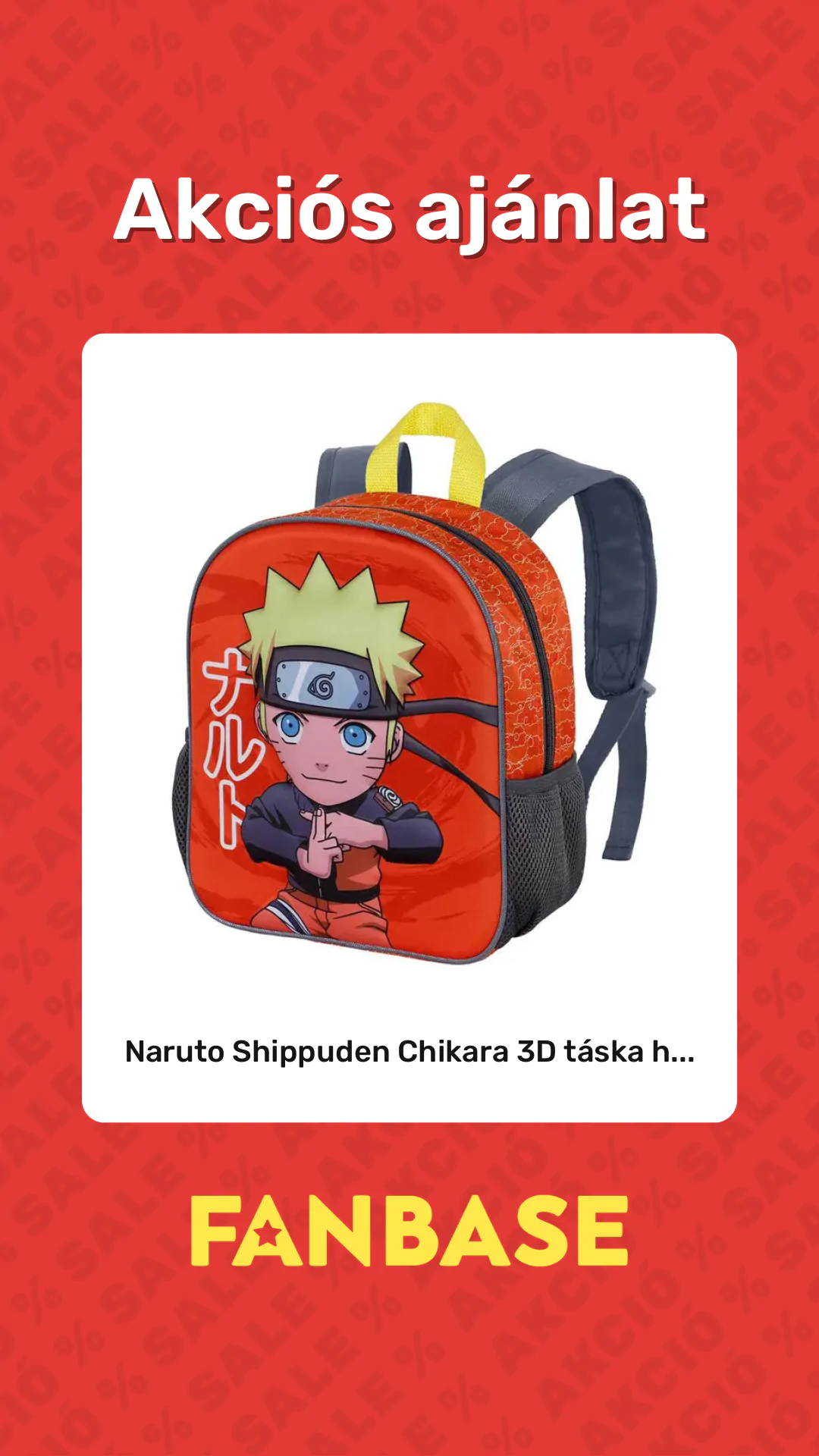 Akciós ajánlat: Naruto Shippuden Chikara 3D táska h...