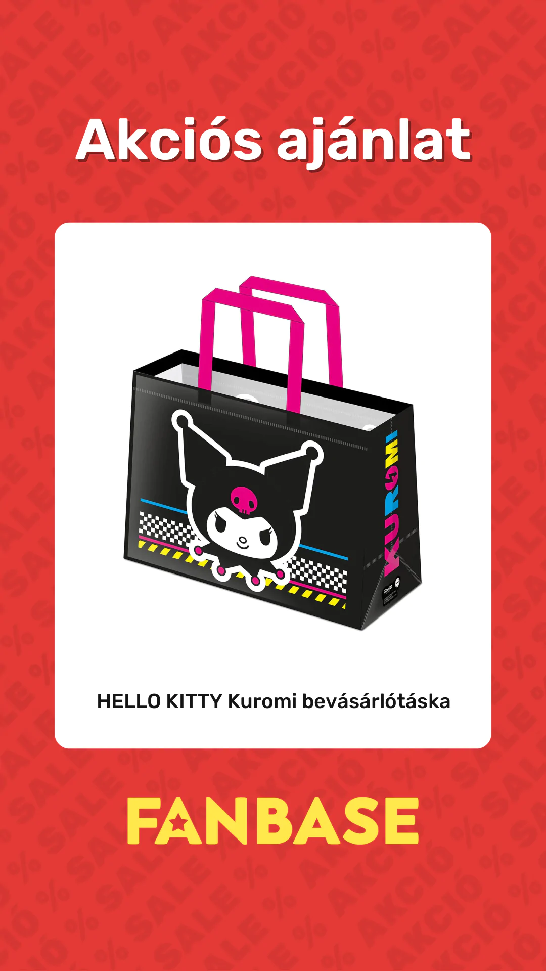 Akciós ajánlat: HELLO KITTY Kuromi bevásárlótáska