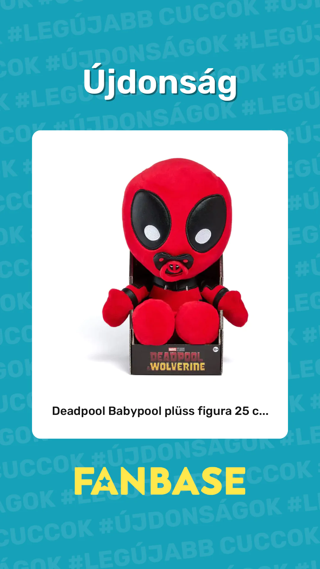 Újdonság: Deadpool Babypool plüss figura 25 c...