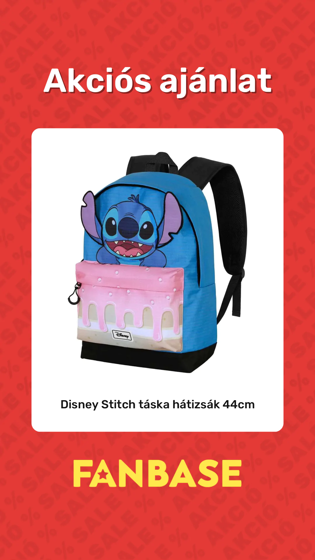 Akciós ajánlat: Disney Stitch táska hátizsák 44cm