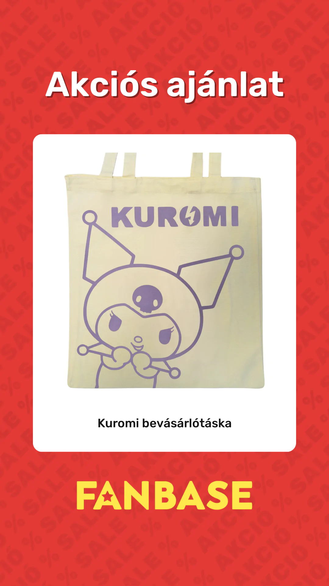 Akciós ajánlat: Kuromi bevásárlótáska
