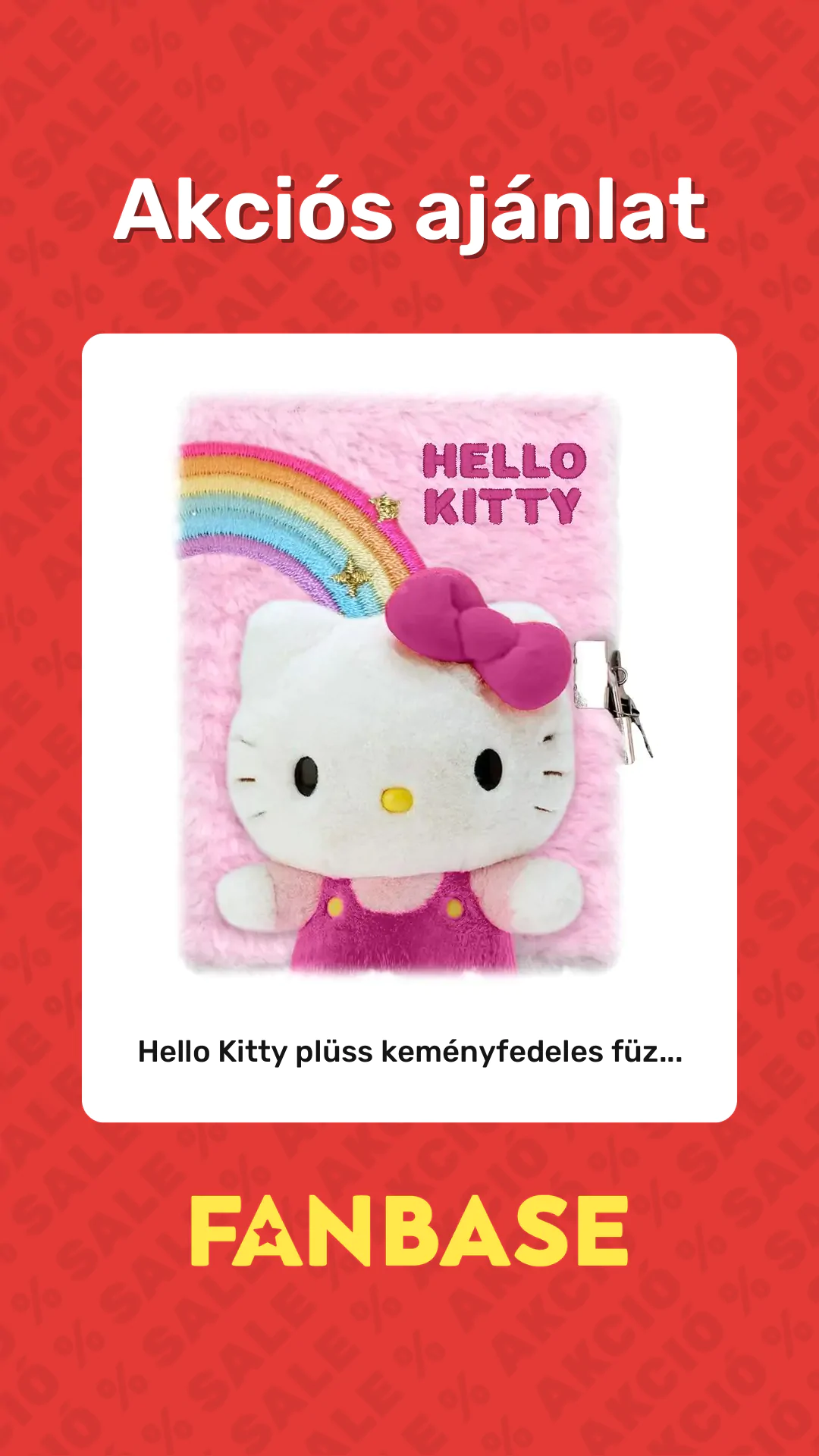 Akciós ajánlat: Hello Kitty plüss keményfedeles füz...