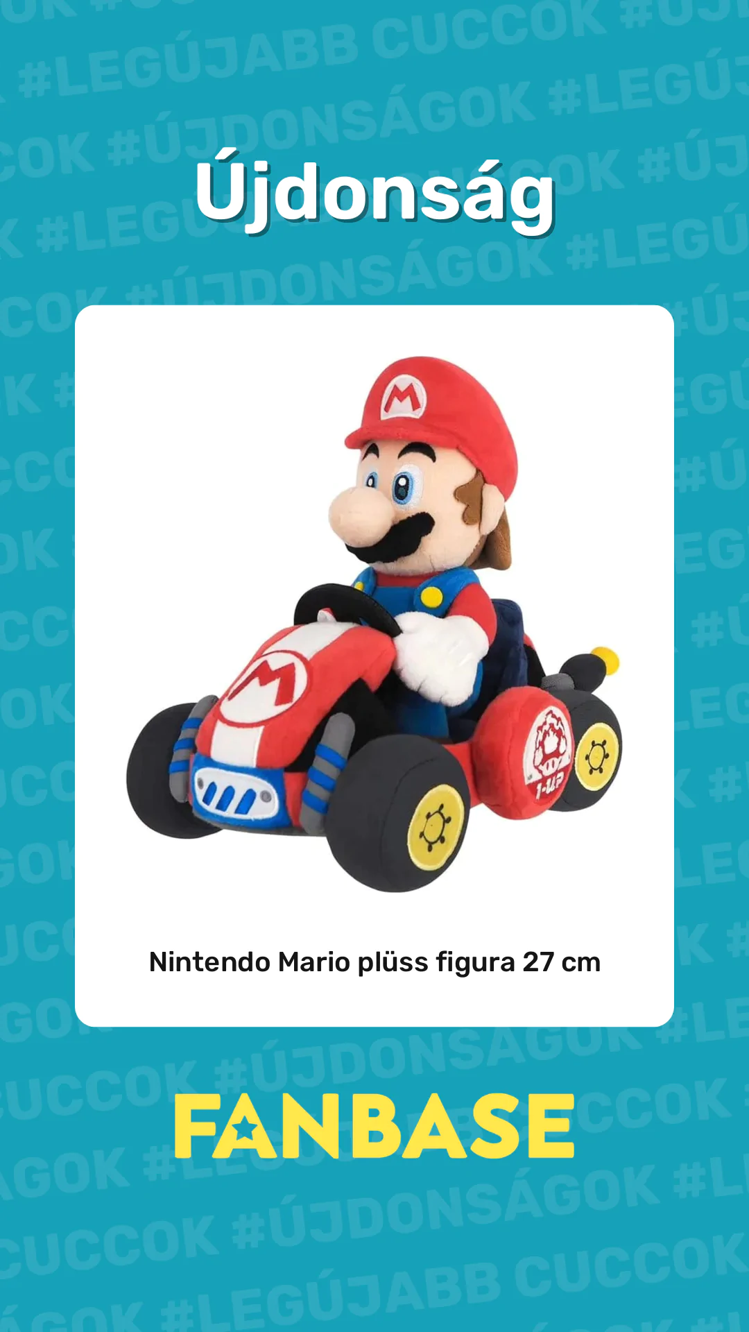 Újdonság: Nintendo Mario plüss figura 27 cm