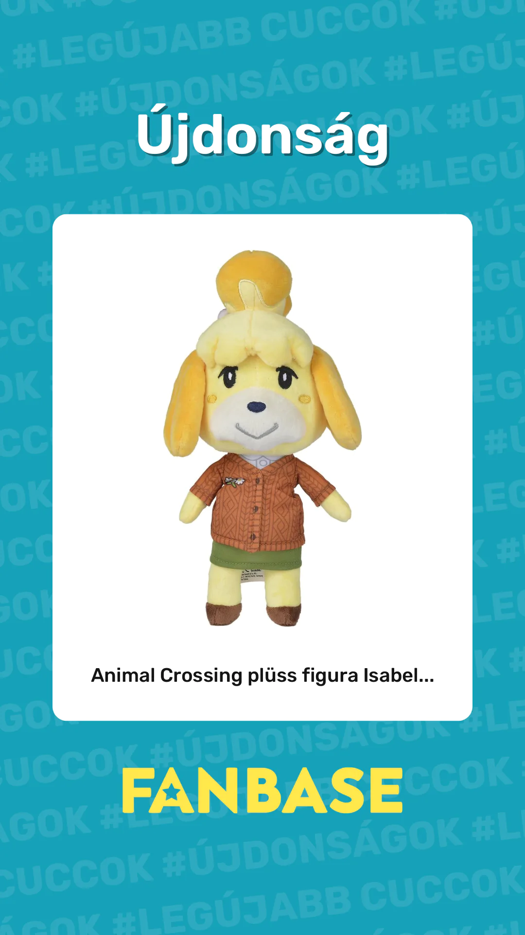 Újdonság: Animal Crossing plüss figura Isabel...