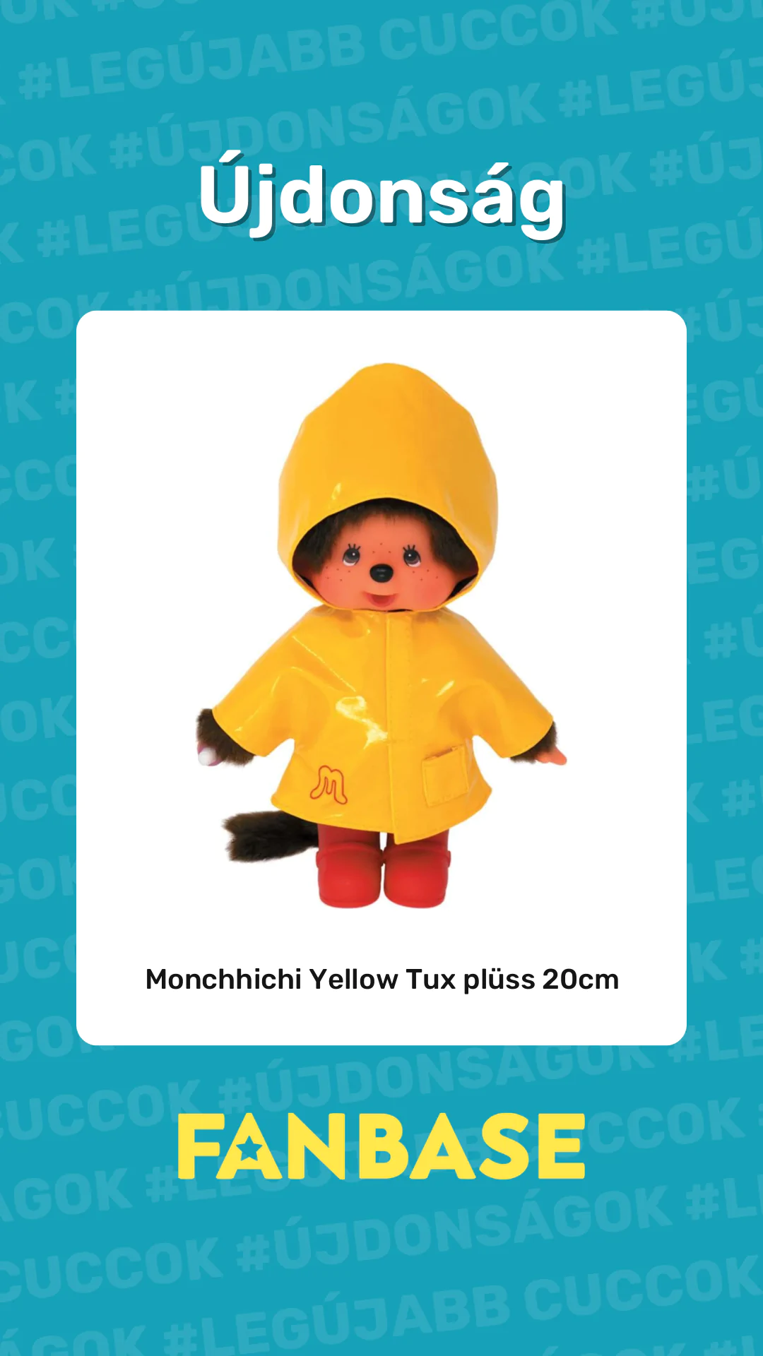 Újdonság: Monchhichi Yellow Tux plüss 20cm