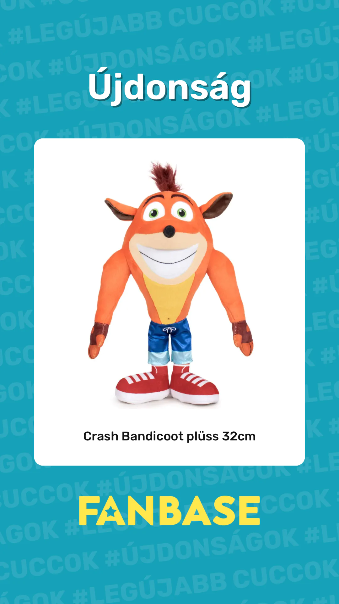 Újdonság: Crash Bandicoot plüss 32cm