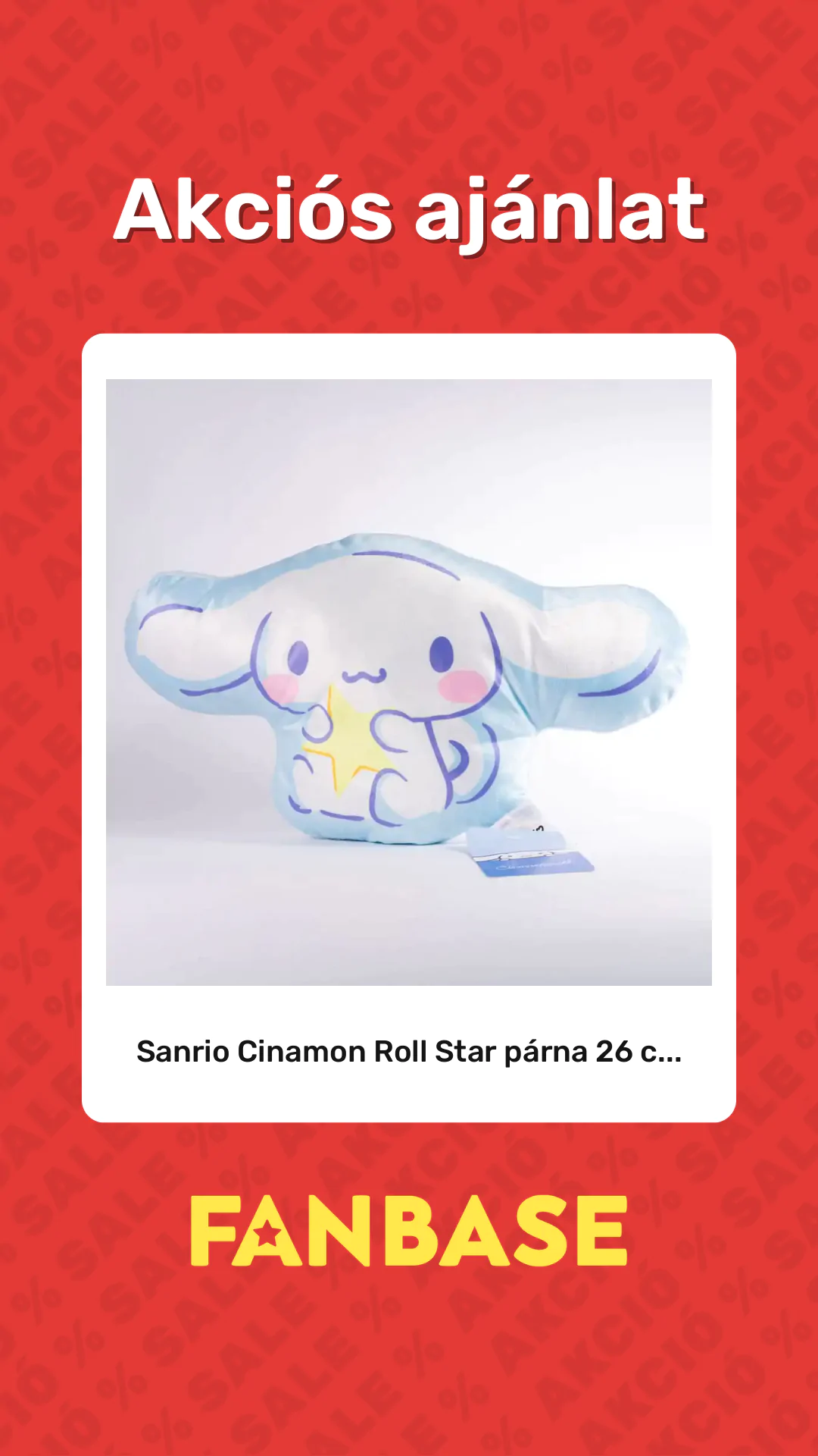 Akciós ajánlat: Sanrio Cinamon Roll Star párna 26 c...