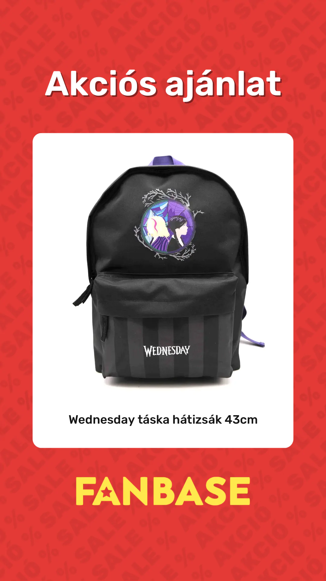 Akciós ajánlat: Wednesday táska hátizsák 43cm
