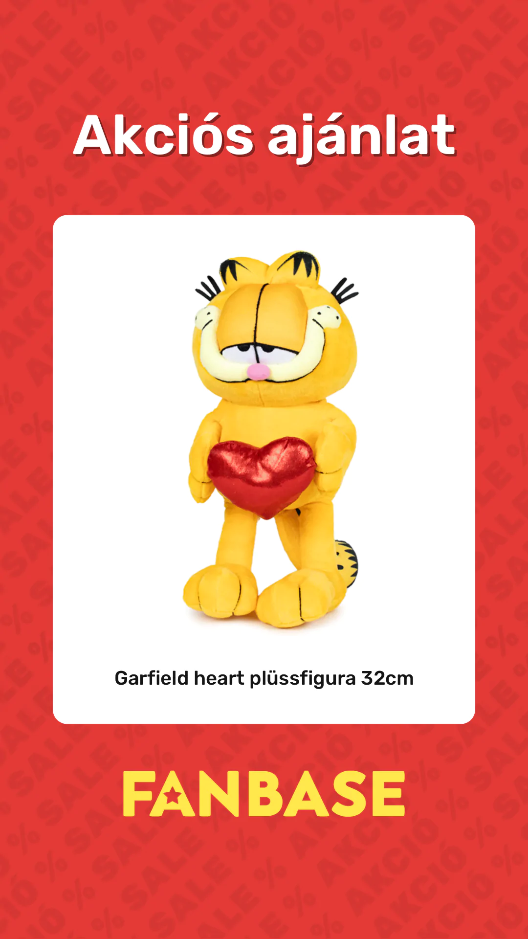Akciós ajánlat: Garfield heart plüssfigura 32cm