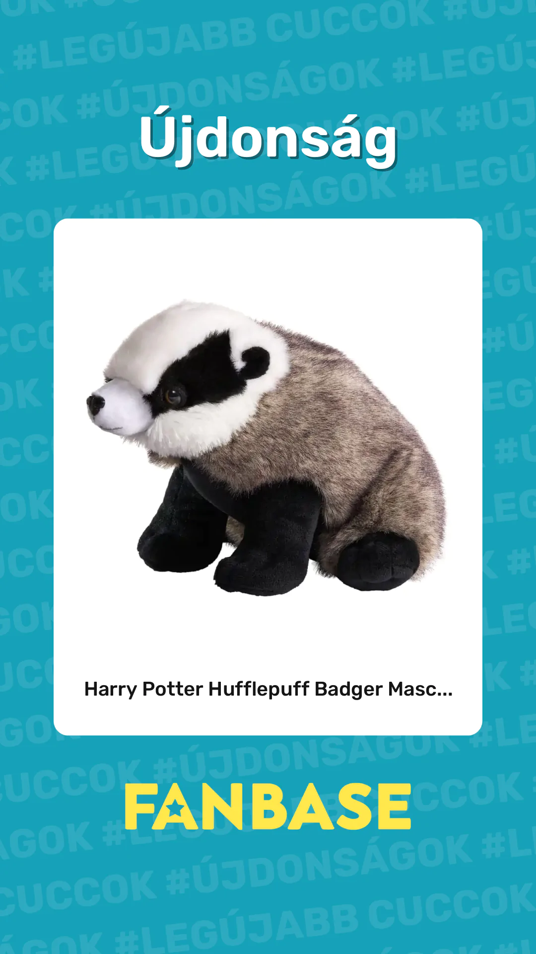 Újdonság: Harry Potter Hufflepuff Badger Masc...