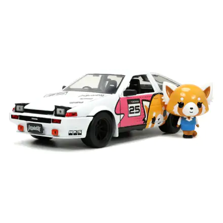 Aggretsuko Hollywood Rides Diecast Model 1/24 1986 Toyota Trueno és Aggretsuko figura termékfotó