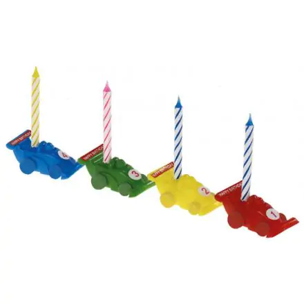 Autós Színes Happy Birthday 4 db-os gyertya szett termékfotó