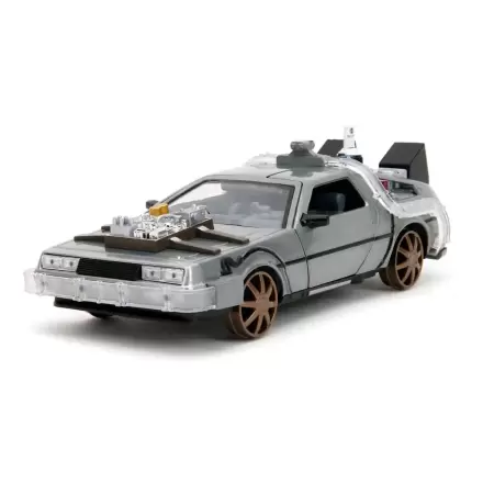 Back to the Future III Hollywood Rides Diecast Model 1/24 DeLorean Time Machine Railroad Wheels termékfotója