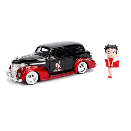 Betty Boop Hollywood Rides Diecast Model 1/24 1939 Chevy Master Deluxe with figura termékfotó