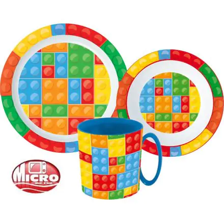 Bricks, Lego mintázatú étkészlet, micro műanyag szett termékfotó