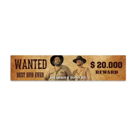 Bud Spencer & Terence Hill Wanted mágneses fémtábla 16 x 3,5 cm termékfotó