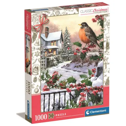 Christmas Collection Robin And Holly Bushes puzzle 1000db-os termékfotó