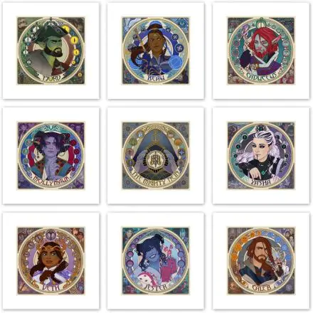 Critical Role Art Print Mighty Nein Portrait Series 35 x 35 cm - keretezetlen vászonkép csomag (9 darabos) termékfotó
