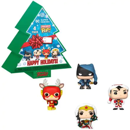 DC Comics Holiday 2022 Pocket Funko POP! Vinyl figurák Tree Holiday Box 4 db-os csomag 4 cm termékfotója