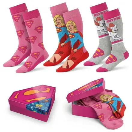DC Comics Superman Supergirl 3 db-os felnőtt zokni csomag termékfotó