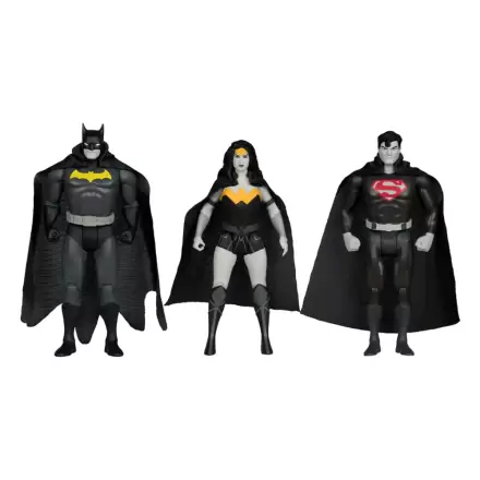 DC Direct Super Powers Batman, Superman & Wonder Woman Black & White Accent Edition Gold Label akciófigura csomag 13 cm termékfotója