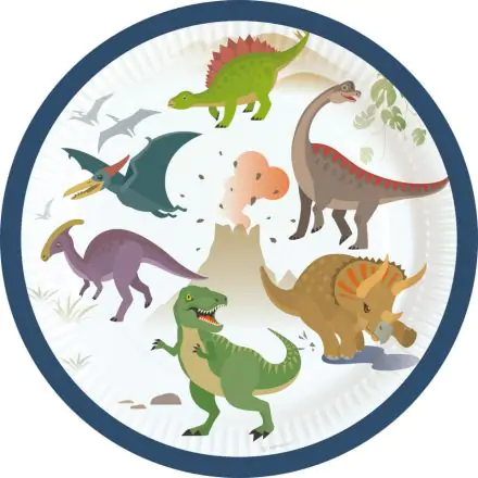 Dinoszaurusz papírtányér 8 db-os 18 cm termékfotó