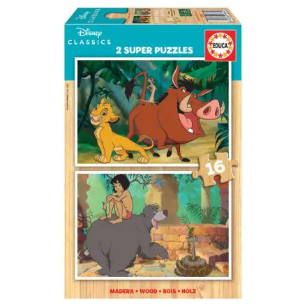 Disney Classics The Lion King + The Jungle Book fa puzzle 2x16db-os termékfotó