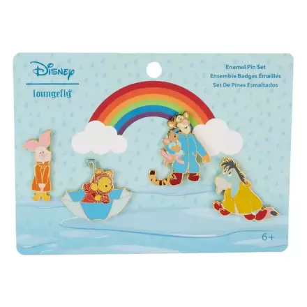 Disney Winnie the Pooh & Friends Rainy Day 4 db-os zománcozott kitűző csomag 4 cm termékfotó