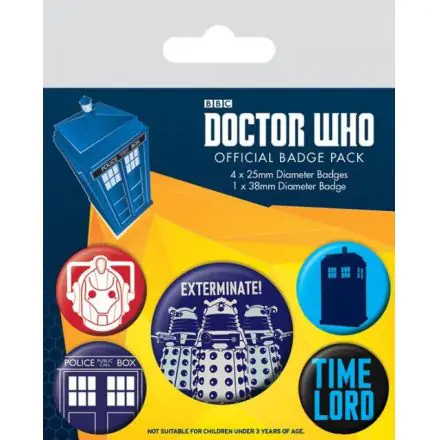 Doctor Who Exterminate kitűző csomag (5 darab) termékfotója