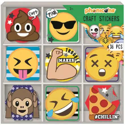Emoji 36 darabos matrica szett dobozban termékfotó