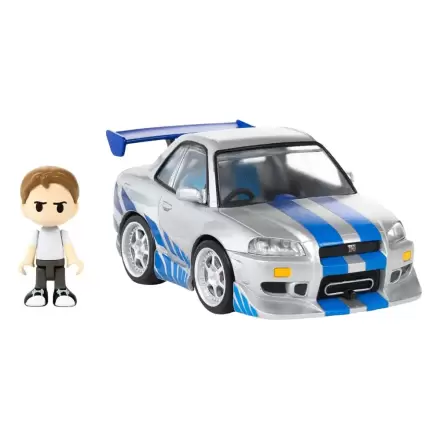 Fast & Furious Q-Village jármű és mini-figura Nissan Skyline GT-R (R34) 9 cm termékfotó