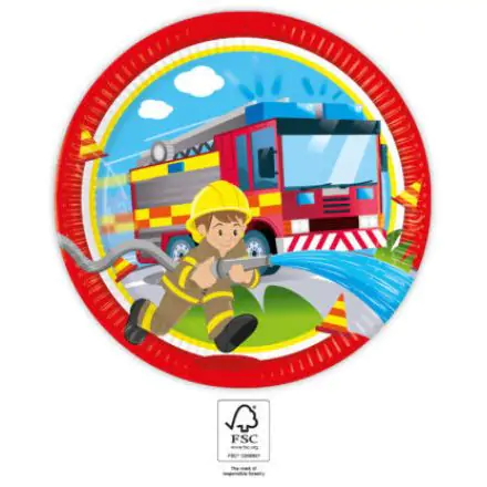Firefighters, Tűzoltók papírtányér 8 db-os 23 cm FSC termékfotó