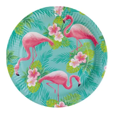 Flamingó papírtányér 8 db-os 23 cm termékfotó