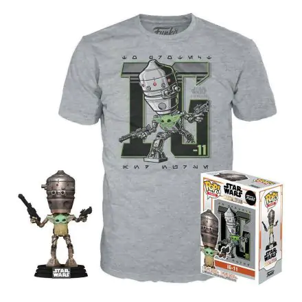 Funko POP! figura és póló csomag Star Wars The Mandalorian IG-11 with the Child termékfotója