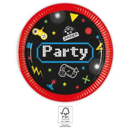 Gaming Party papírtányér 8 db-os 20 cm FSC termékfotó
