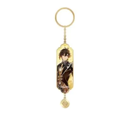 Genshin Impact Character Drawing Card Metal Keychain Zhongli termékfotója