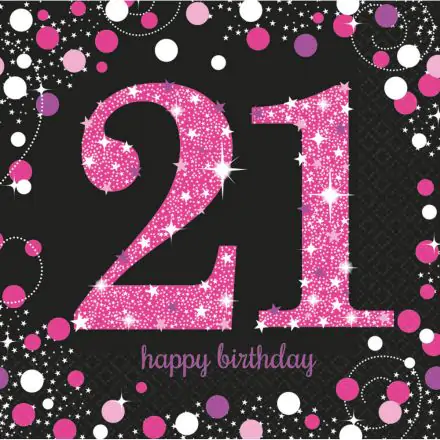 Happy Birthday 21 Pink szalvéta 16 db-os 33*33 cm termékfotó