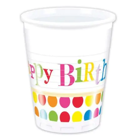 Happy Birthday Dots műanyag pohár 8 db-os 200 ml termékfotó