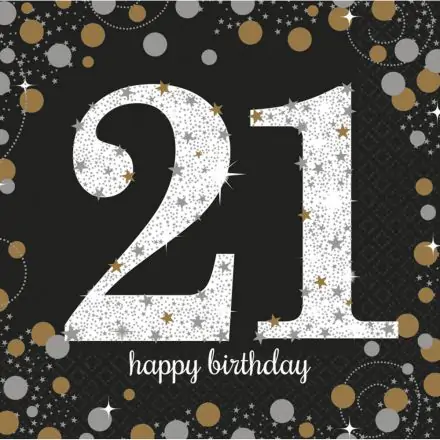 Happy Birthday Gold 21 szalvéta 16 db-os 33*33 cm termékfotó