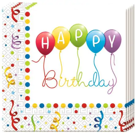 Happy Birthday Streamers szalvéta 20 db-os termékfotó