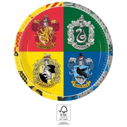 Harry Potter Hogwarts Houses papírtányér 8 db-os 23 cm FSC termékfotó
