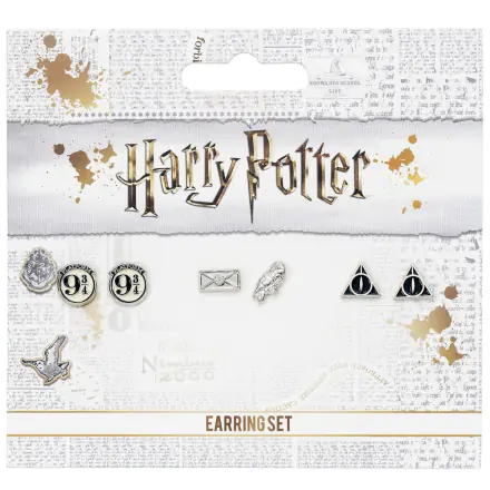 Harry Potter Platform 9 3/4 Hedwig & Letter, Deathly Hallows 3 db-os fülbevaló csomag (ezüstözött) termékfotója