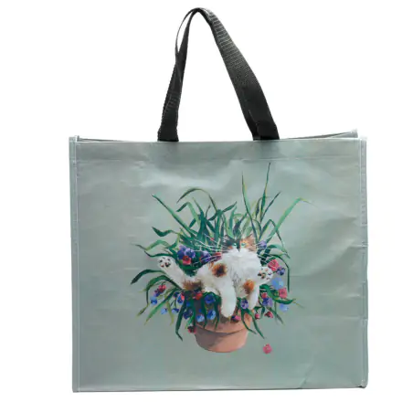 Haskins Cat and Green Flower Bed bevásárlótáska termékfotó