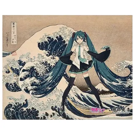 Hatsune Miku x Katsushika Hokusai iXima Canvas Art The Great Wave off Kanagawa/Fine Wind, Clear Morning 27 x 22 cm termékfotó