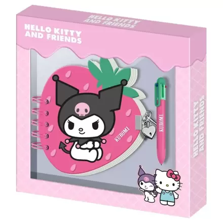 Hello Kitty and Friends Kuromi Strawberry keményfedeles füzet és toll csomag termékfotó